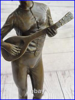 Art Déco Banjo Lecteur Par D. Boyce Bronze Sculpture Statue Cadeau de Collection