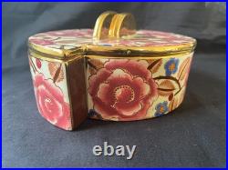 Art Déco Boîte avec Couvercle par Raymond Chevalier pour Boch La Louviere Floral Art Déco Boîte avec Couvercle par Raymond Chevalier pour Boch La Louviere Floral