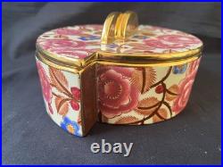 Art Déco Boîte avec Couvercle par Raymond Chevalier pour Boch La Louviere Floral Art Déco Boîte avec Couvercle par Raymond Chevalier pour Boch La Louviere Floral