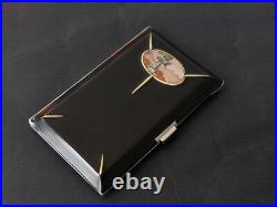 Art Deco Cigarette Case Silver Gold Lacquer Nacre Etui Argent Or Laque Burgaute
