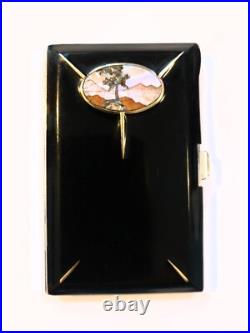 Art Deco Cigarette Case Silver Gold Lacquer Nacre Etui Argent Or Laque Burgaute
