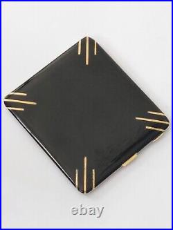 Art Deco Cigarette Case Silver Solid Gold & Enamel Etui Argent Or Laque France