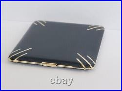 Art Deco Cigarette Case Silver Solid Gold & Enamel Etui Argent Or Laque France