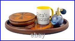 Art Déco Coiffeuse Bois Plateau, Marqueterie Bijoux Boîte, Parfum Atomiseur