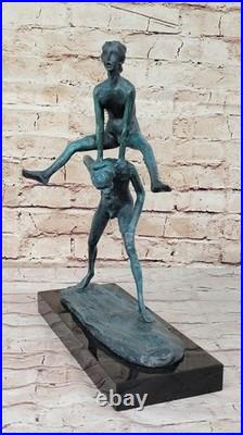 Art Déco Enfants à Jouer Leapfrog Véritable Bronze Sculpture Collection Figurine