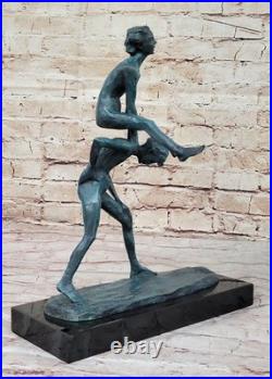 Art Déco Enfants à Jouer Leapfrog Véritable Bronze Sculpture Collection Figurine
