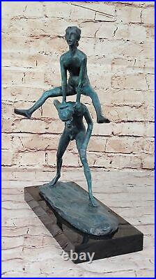 Art Déco Enfants à Jouer Leapfrog Véritable Bronze Sculpture Figurine Collection