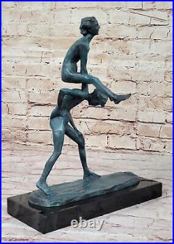 Art Déco Enfants à Jouer Leapfrog Véritable Bronze Sculpture Figurine Collection