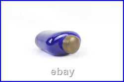 Art Déco Era Cobalt Bleu Verre Encrier Distinctif Rouillé Laiton De Collection Art Déco Era Cobalt Bleu Verre Encrier Distinctif Rouillé Laiton De Collection