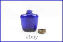 Art Déco Era Cobalt Bleu Verre Encrier Distinctif Rouillé Laiton De Collection Art Déco Era Cobalt Bleu Verre Encrier Distinctif Rouillé Laiton De Collection