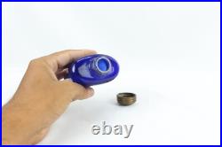 Art Déco Era Cobalt Bleu Verre Encrier Distinctif Rouillé Laiton De Collection Art Déco Era Cobalt Bleu Verre Encrier Distinctif Rouillé Laiton De Collection