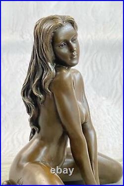 Art Déco Fait de Collection Érotique Nu Fille Bronze Sculpture Figurine Affaire