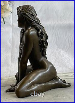 Art Déco Fait de Collection Érotique Nu Fille Bronze Sculpture Marbre Figurine