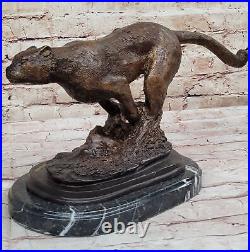 Art Déco Fonte de Collection Puma Mountain Lion Bronze Sculpture Statue