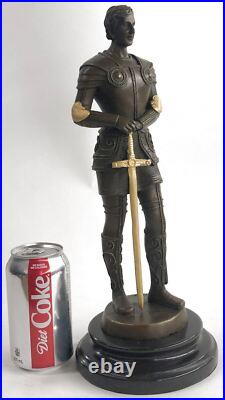 Art Déco Guerrier Mâle Knight Marbre Base Bronze Sculpture de Collection Cadeau