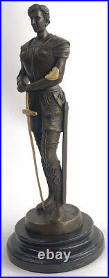 Art Déco Guerrier Mâle Knight Marbre Base Bronze Sculpture de Collection Cadeau