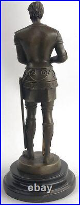 Art Déco Guerrier Mâle Knight Marbre Base Bronze Sculpture de Collection Cadeau