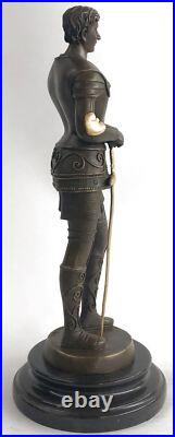 Art Déco Guerrier Mâle Knight Marbre Base Bronze Sculpture de Collection Cadeau