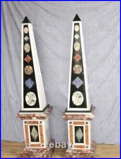 Art Déco Inspiré Marbre Obélisque Ensemble Pierre Gemme Accents 18 Hauteur