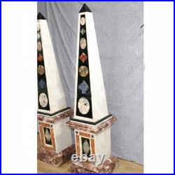 Art Déco Inspiré Marbre Obélisque Ensemble Pierre Gemme Accents 18 Hauteur