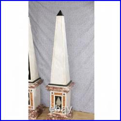 Art Déco Inspiré Marbre Obélisque Ensemble Pierre Gemme Accents 18 Hauteur