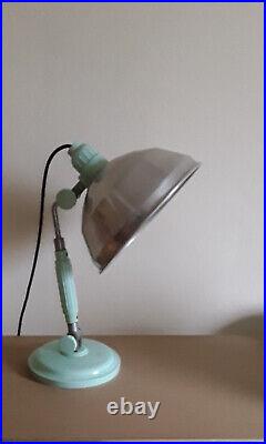 Art Déco Lampe de Bureau 1930 Junolux Vert Menthe Réglable Vintage