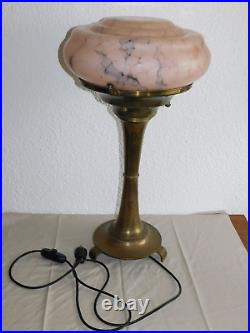 Art Déco Lampe de Table Lampadaire avec Rose Visière Probablement 1920/1930