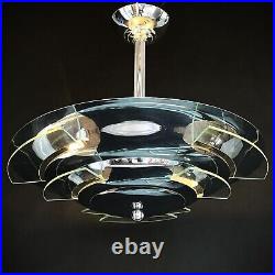 Art Déco Lustre Lampe à Suspension Chrome Lampe de Plafond Machine ge