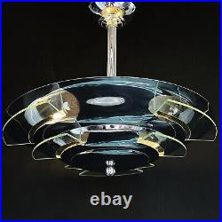 Art Déco Lustre Lampe à Suspension Chrome Lampe de Plafond Machine ge