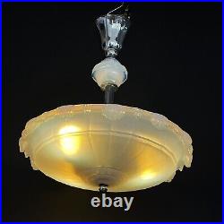 Art Déco Lustre Lampe à Suspension De EZAN Lampe Design Boris Lacroix, 1930er