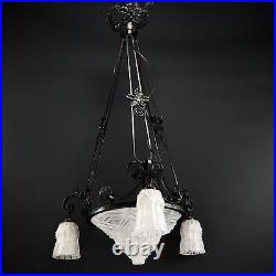 Art Déco Lustre Lampe à Suspension Fer Forgé Lampe de Plafond Lampe À 1930
