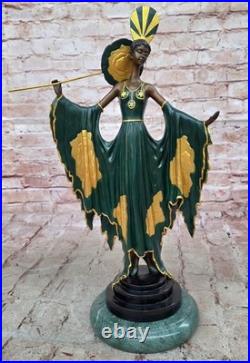 Art Déco / Nouveau Spéciale Patine Sexy Fille de Collection Bronze Statue