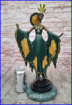 Art Déco / Nouveau Spéciale Patine Sexy Fille de Collection Bronze Statue