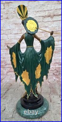 Art Déco / Nouveau Spéciale Patine Sexy Fille de Collection Bronze Statue