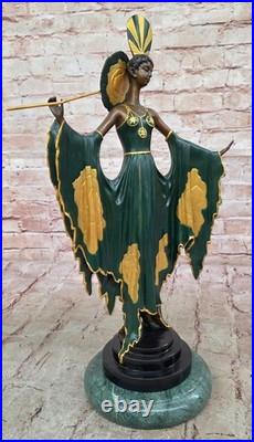 Art Déco / Nouveau Spéciale Patine Sexy Fille de Collection Bronze Statue