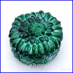 Art Déco Schlevogt Boîte avec Couvercle Coffret Malachite Verre Tournesol