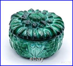 Art Déco Schlevogt Boîte avec Couvercle Coffret Malachite Verre Tournesol