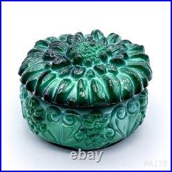 Art Déco Schlevogt Boîte avec Couvercle Coffret Malachite Verre Tournesol