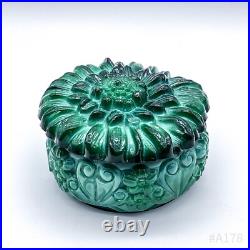 Art Déco Schlevogt Boîte avec Couvercle Coffret Malachite Verre Tournesol