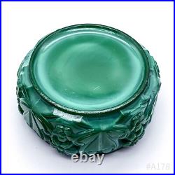 Art Déco Schlevogt Boîte avec Couvercle Coffret Malachite Verre Tournesol