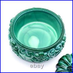 Art Déco Schlevogt Boîte avec Couvercle Coffret Malachite Verre Tournesol