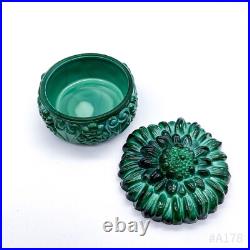 Art Déco Schlevogt Boîte avec Couvercle Coffret Malachite Verre Tournesol