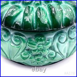 Art Déco Schlevogt Boîte avec Couvercle Coffret Malachite Verre Tournesol