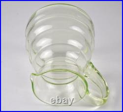 Art Déco Set Verre Carafe / Cruche + 4 Coupe Verre D'Uranium Um 1920 O768