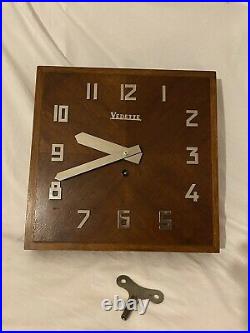 Art Deco Vedette Wall Clock French Chromed Original 1930 Walnut Fully restored