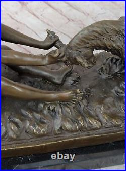 Art Déco Véritable Bronze Sculpture Par Gory Chair Fille Avec Bouc, Collection