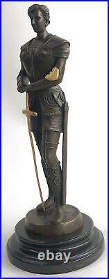 Art Déco Warrior Mâle Knight Marbre Base Bronze Sculpture de Collection Cadeau