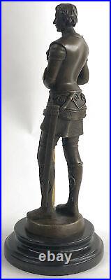 Art Déco Warrior Mâle Knight Marbre Base Bronze Sculpture de Collection Cadeau