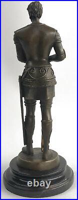 Art Déco Warrior Mâle Knight Marbre Base Bronze Sculpture de Collection Cadeau