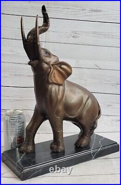 Art Déco de Collection Éléphant Avec Coffre Up Bronze Sculpture Figurine
